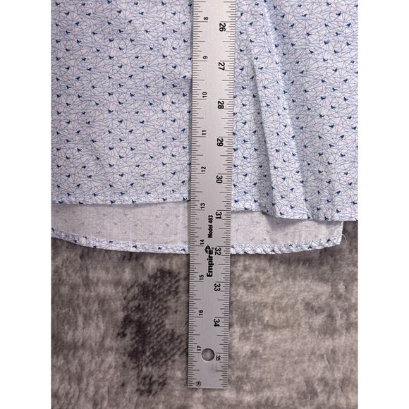 Eton Dress Shirt 42 / 16.5 Mens Contemporary Fit White Blue Bird Print Geometric - Picture 6 of 9